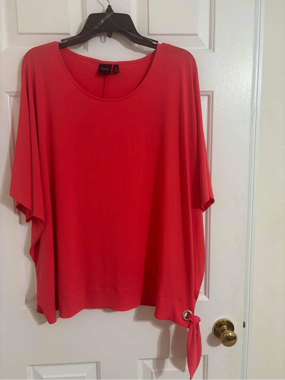 Rafaella Coral Red Tie-Hem Short Sleeve Tunic